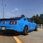 Lowered S197 Mustang grabber blue