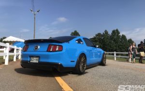 Lowered S197 Mustang grabber blue