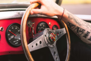 vintage wood steering wheel