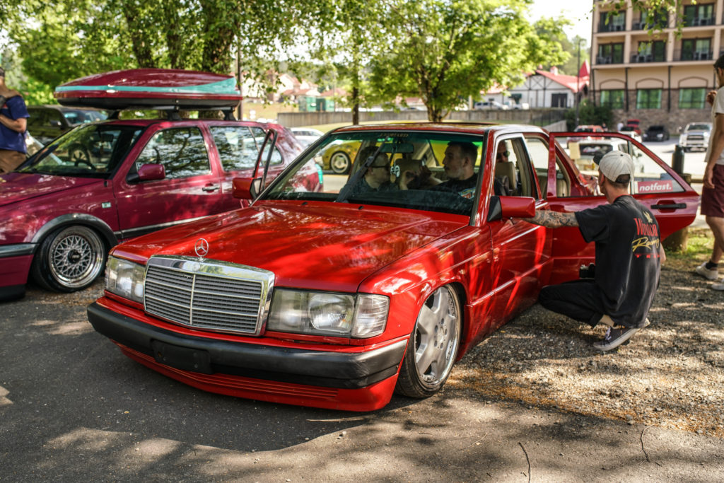 Bagged Red Mercedes