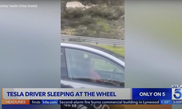 Tesla driver falls asleep at the wheel – go figure
