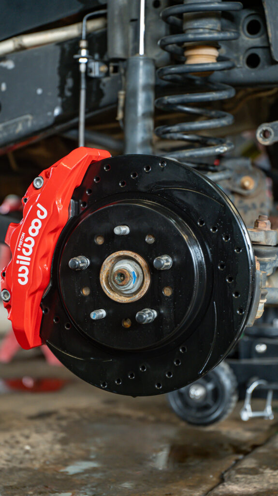 Installed Wilwood AERO6-DM kit Caliper with drilled and slotted rotor