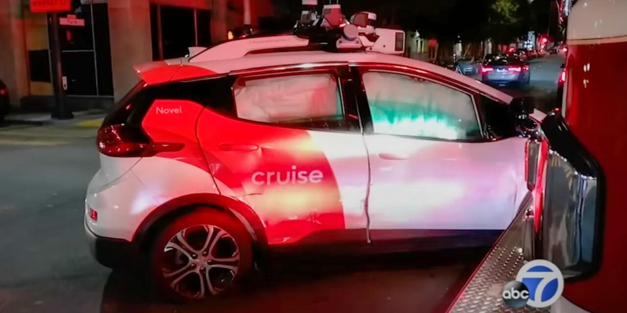 Autonomous Cruise taxi hit by fire truck