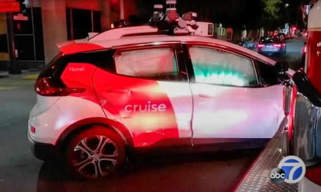 Autonomous Cruise taxi hit by fire truck