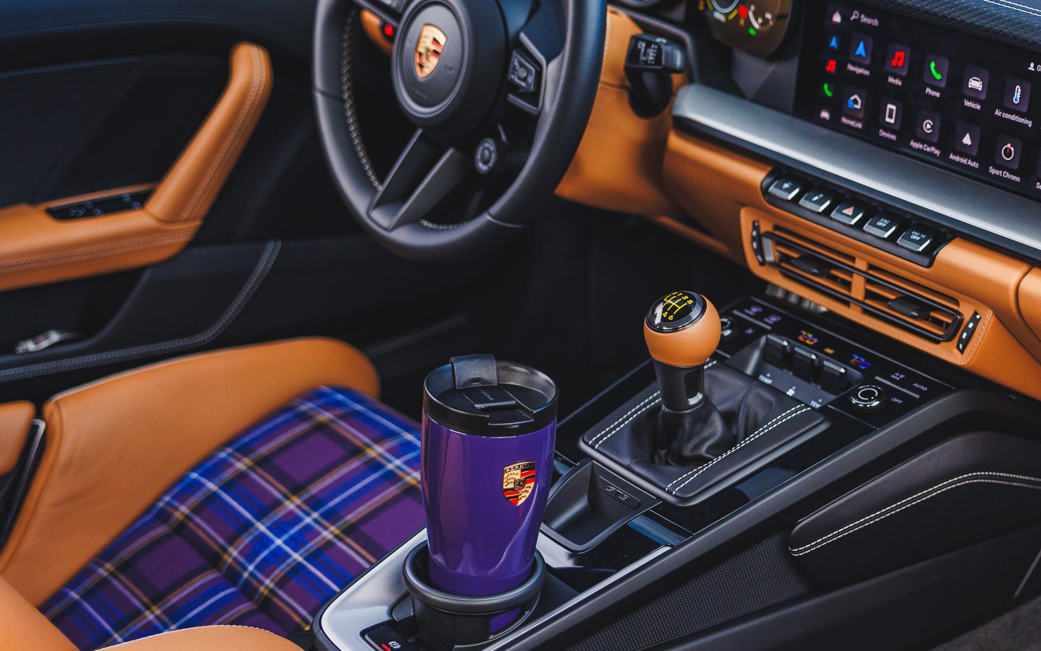 purple Porsche 911 interior