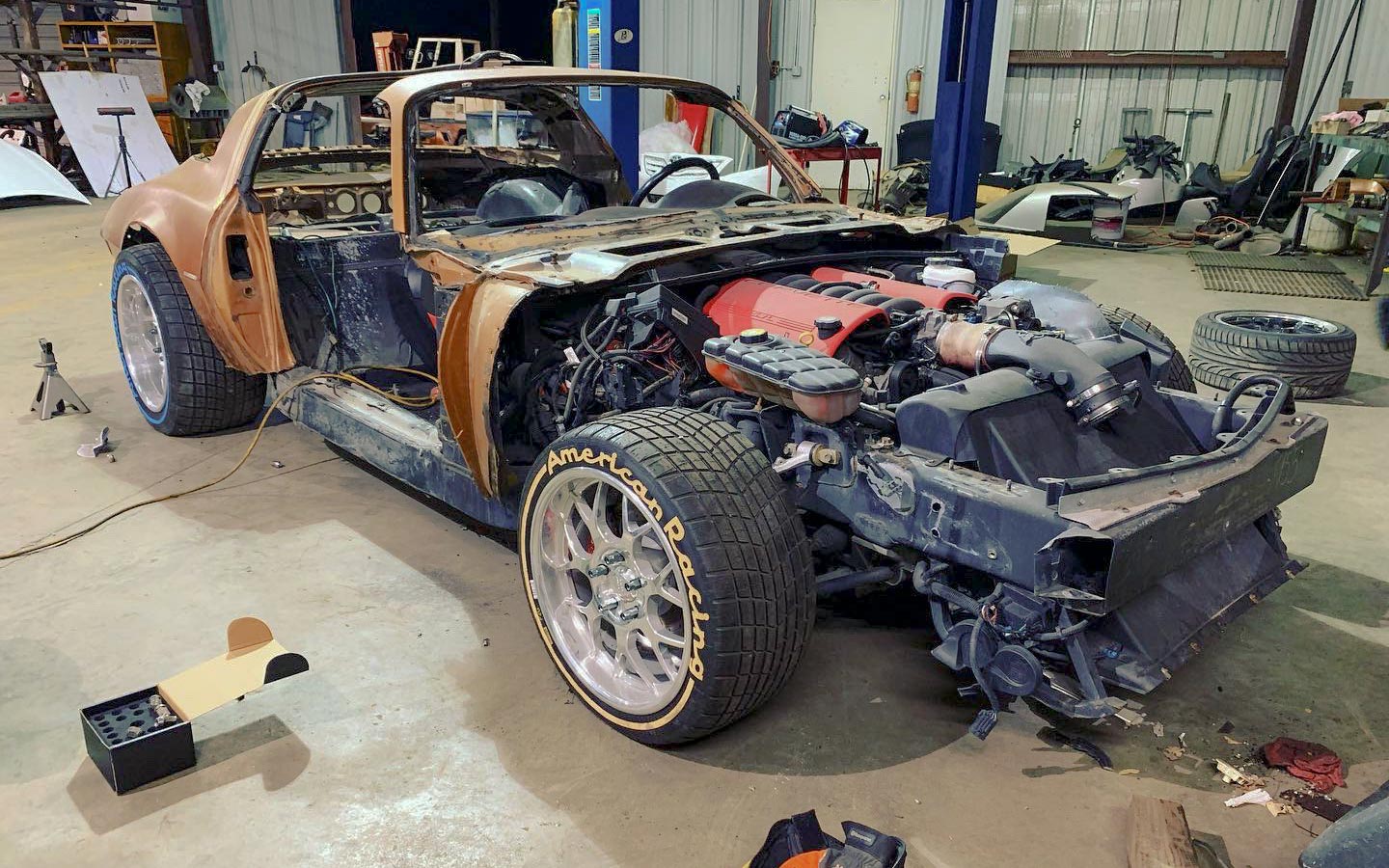 tredwear shortened body-swapped Trans Am on C6 Corvette Z06 chassis