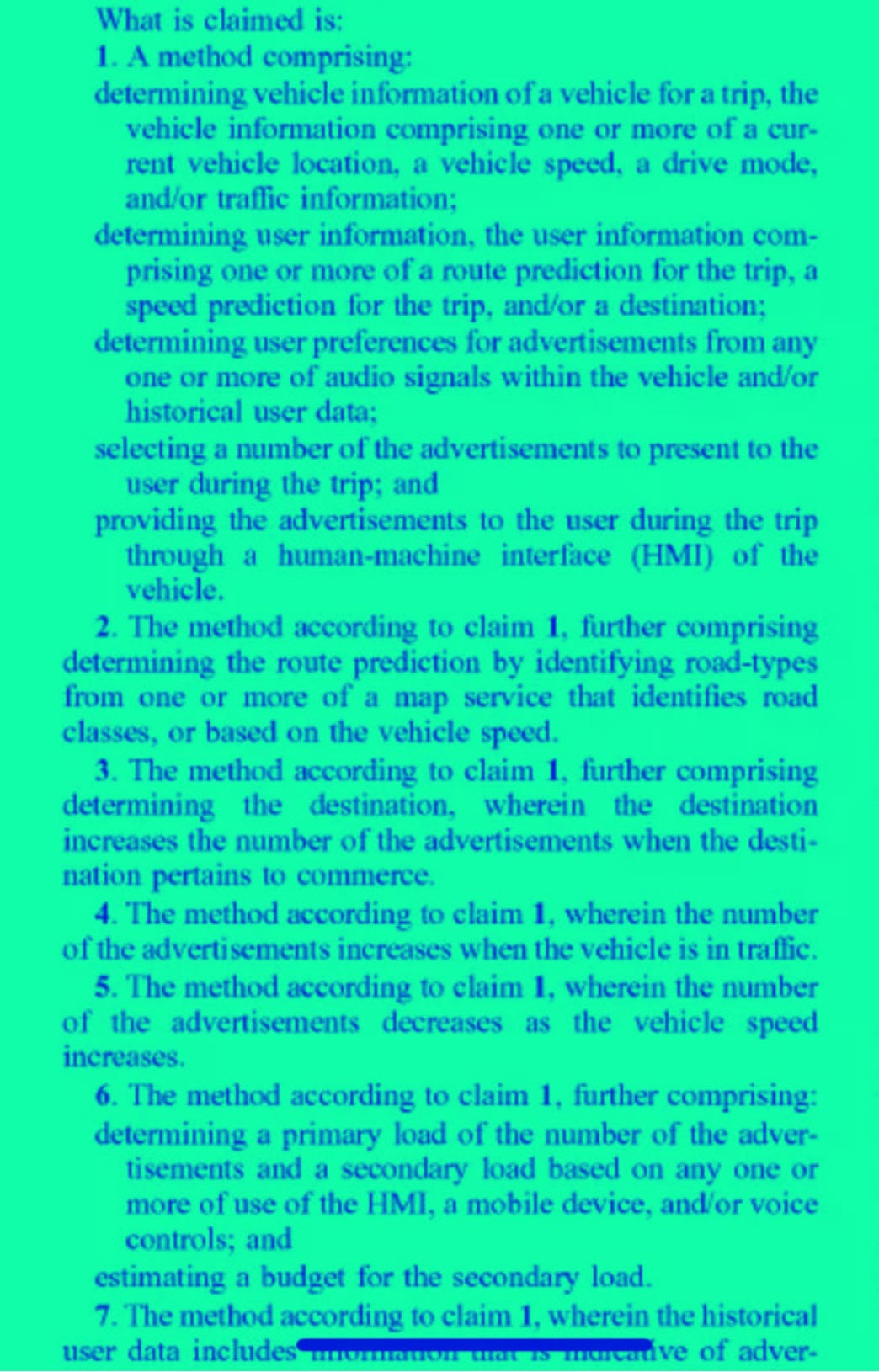 Patent for Ford in-vehicle advertisement