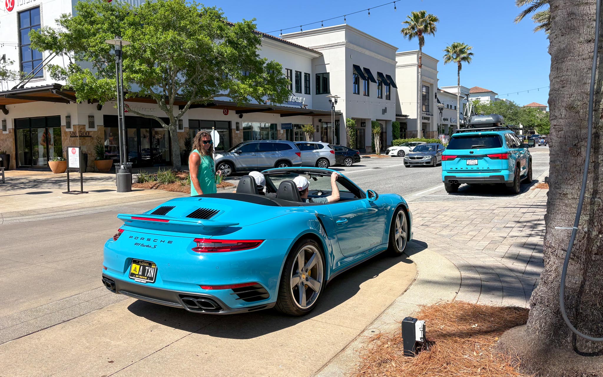 blue Porsche & Sequoia TRD Pro