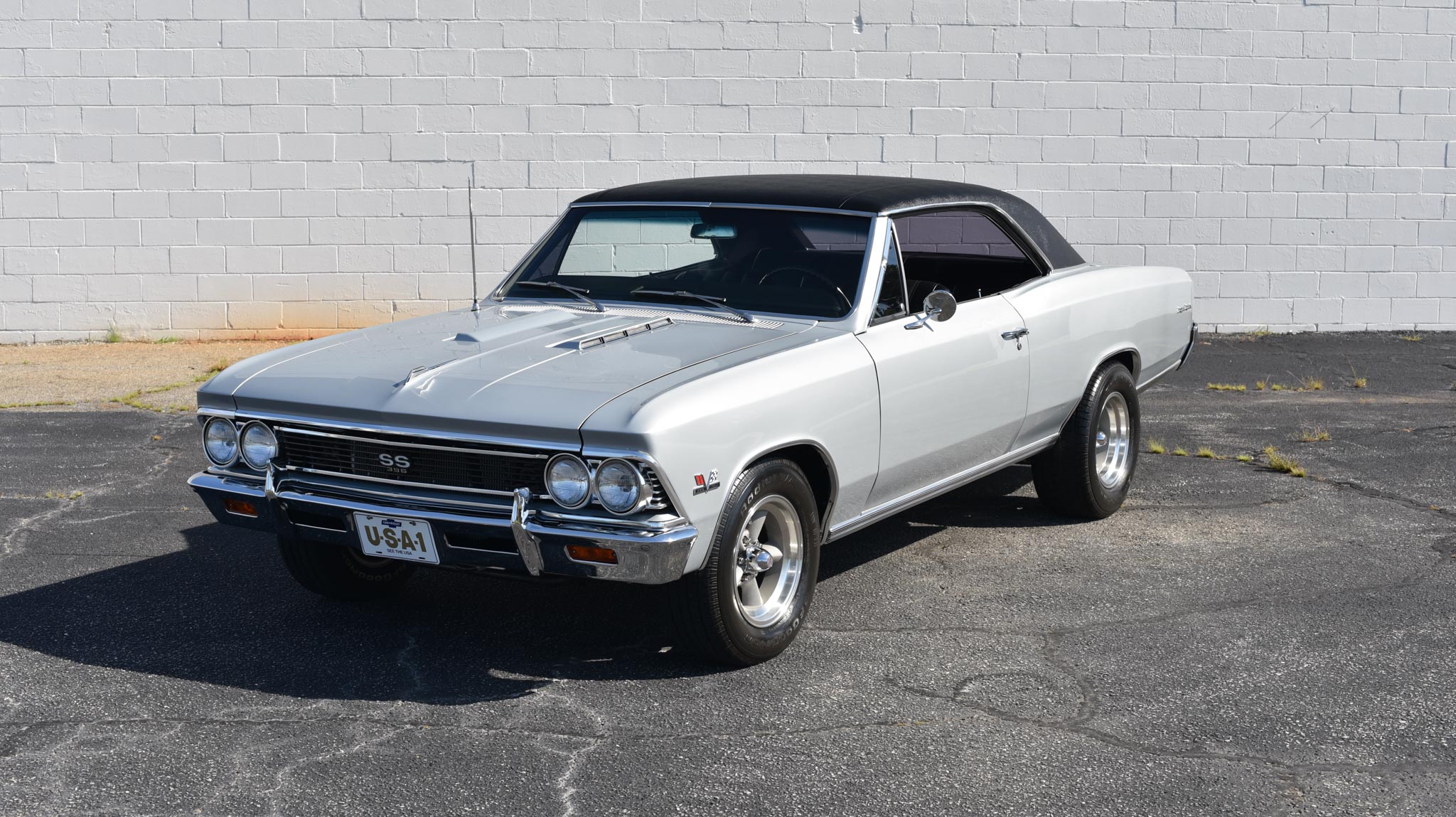 Silver 1966 Chevelle black vinyl top
