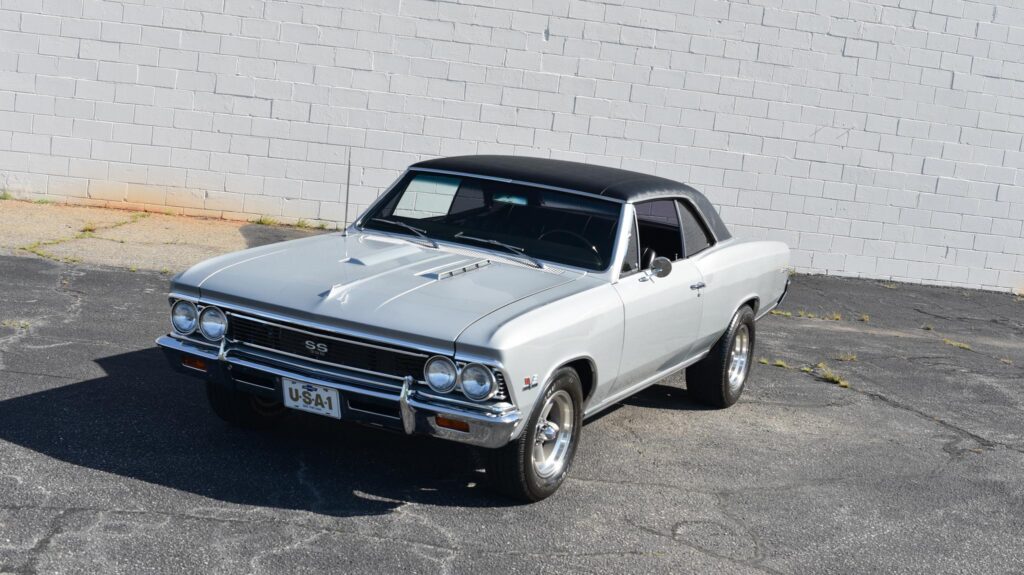 Silver 1966 Chevelle black vinyl top