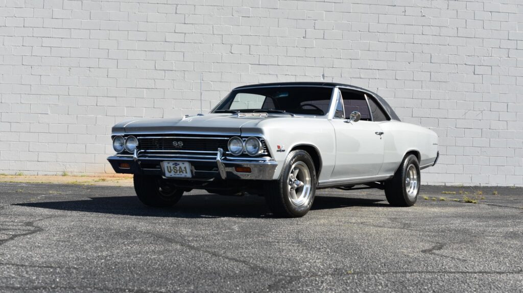 Silver 1966 Chevelle black vinyl top