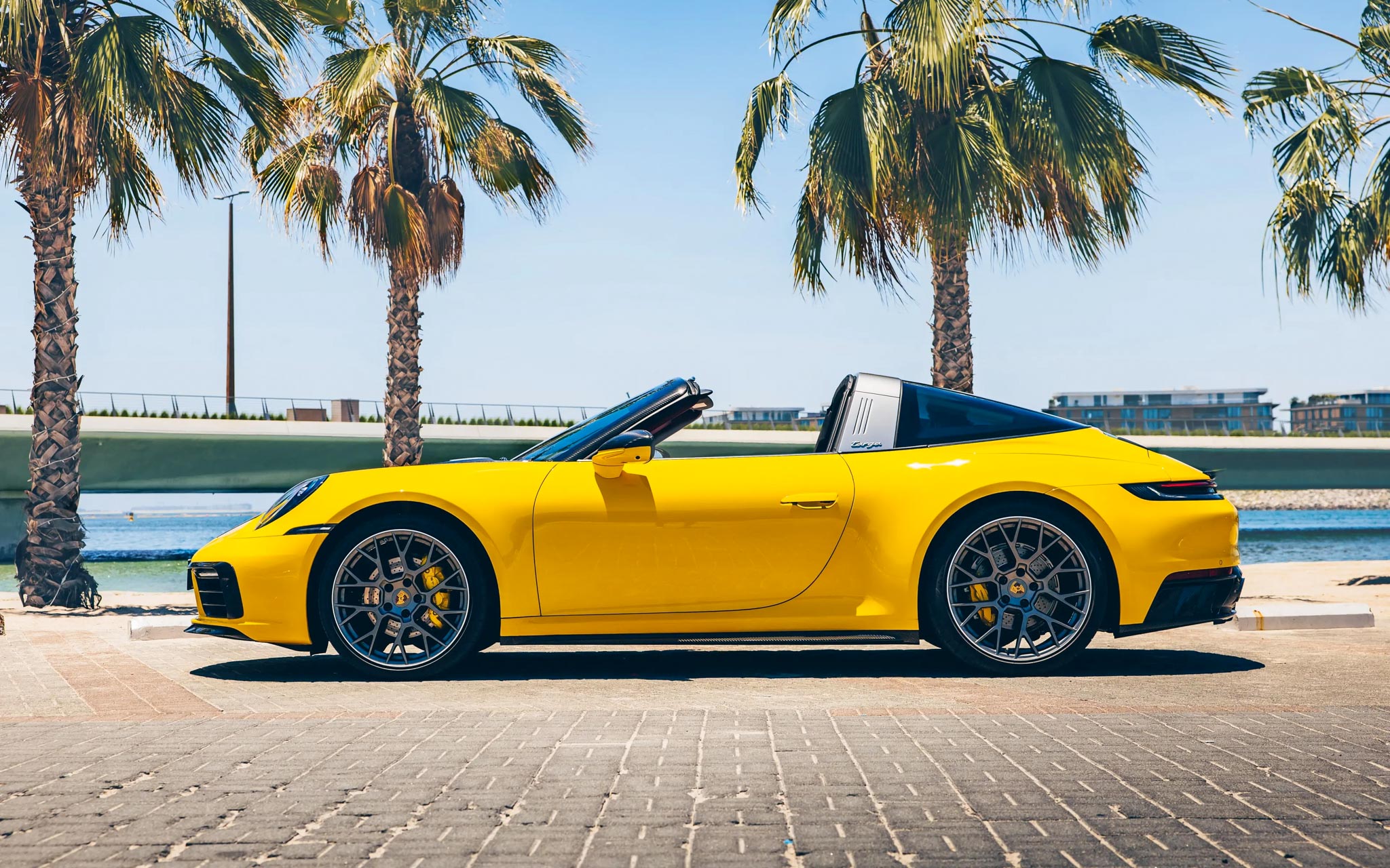 yellow Porsche 911 Targa