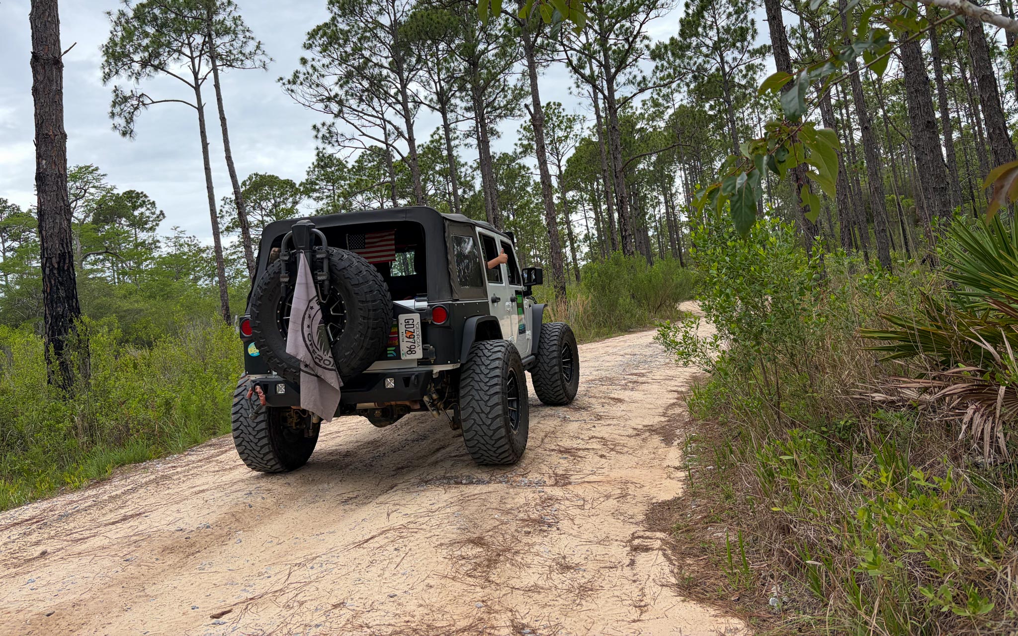 Jeep on sandy trail