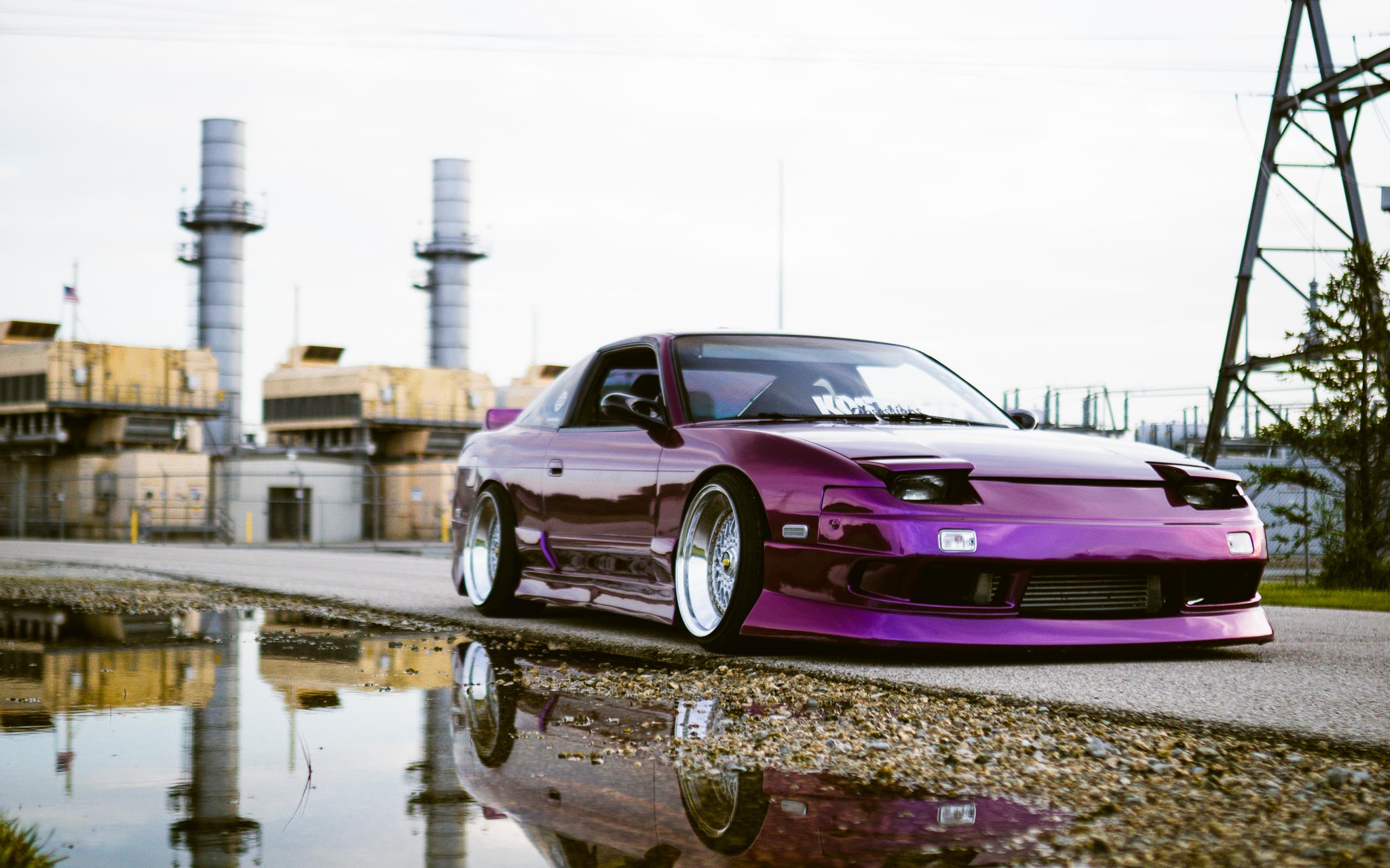purple Nissan S13 hatch