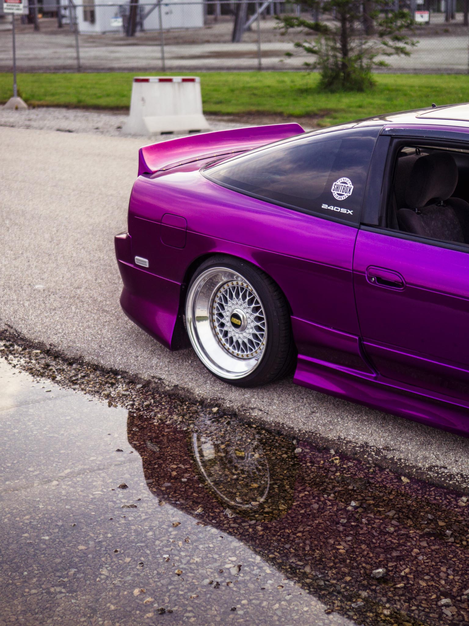 purple Nissan S13 hatch on BBS wheels