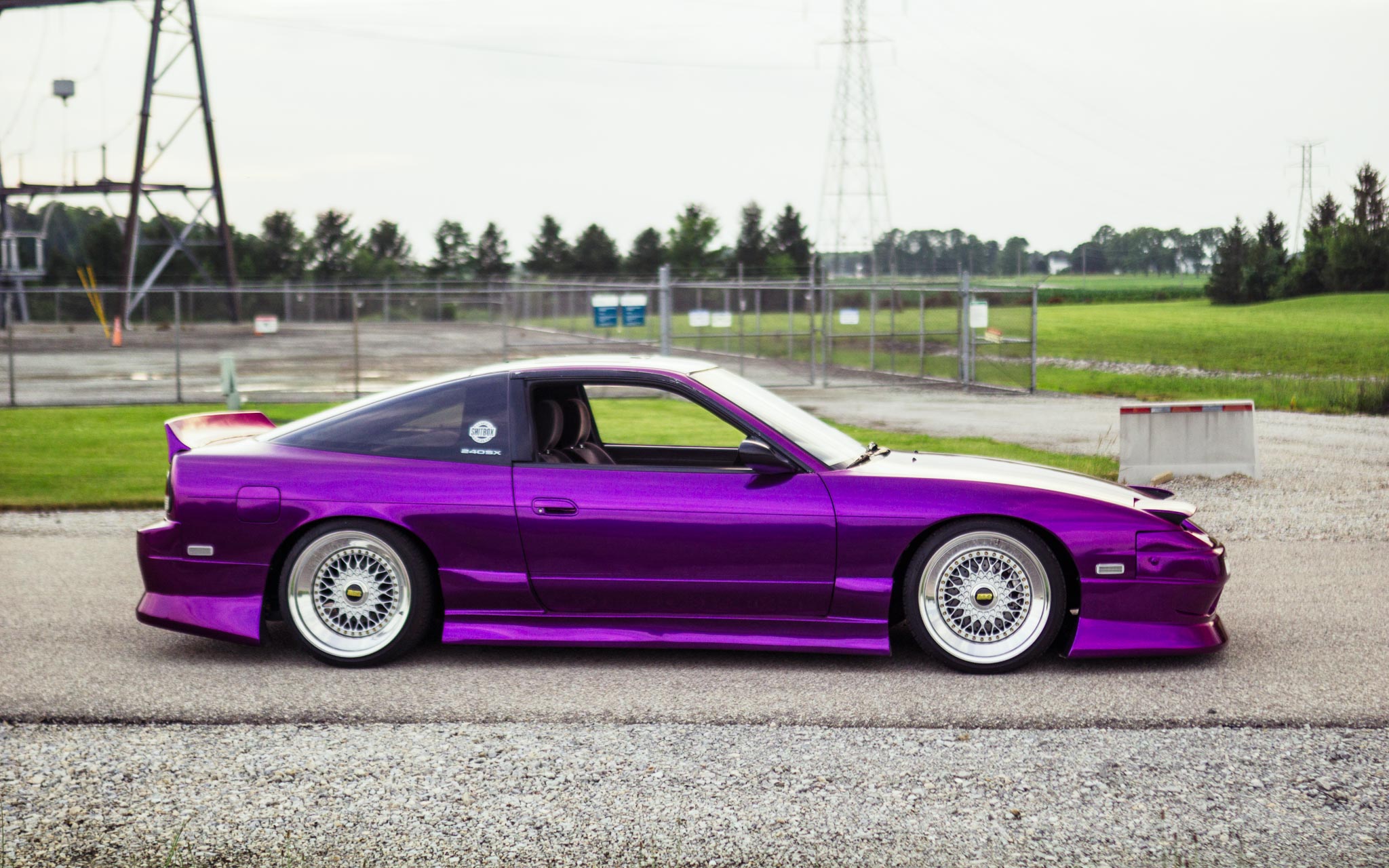 purple Nissan S13 hatch on BBS wheels