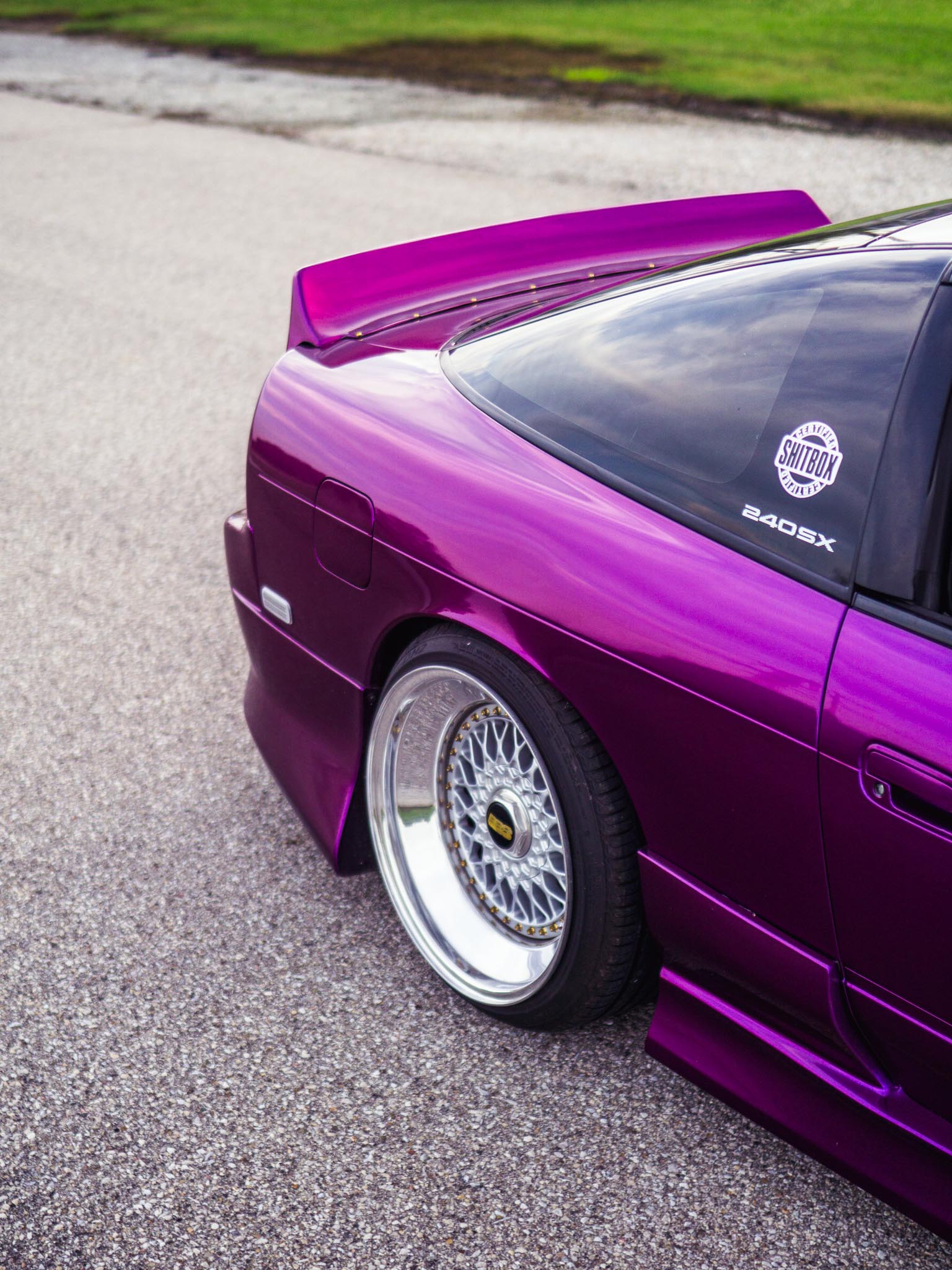 purple Nissan S13 hatch on BBS wheels